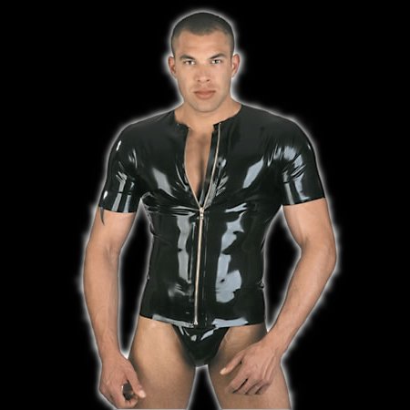 Short sleeve shirt, full length front zip