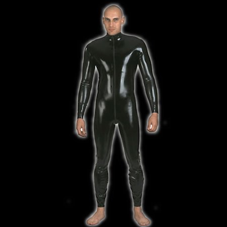 Plain catsuit, all around zip, collared
