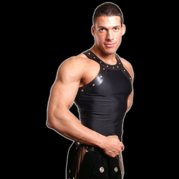 Sleeveless Shirt with vinyl and eyelets