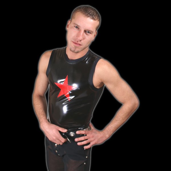 Sleeveless Shirt with vinyl front