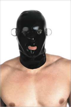 Latex hood with D-rings Latex hood with D-rings