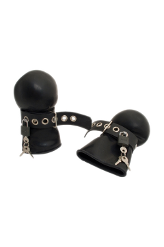 Rubber Lockable Bondage Mittens Black-Black Rubber Lockable Bondage Mittens Black-Black